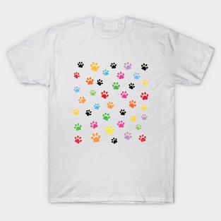 Colorful paw prints pattern T-Shirt